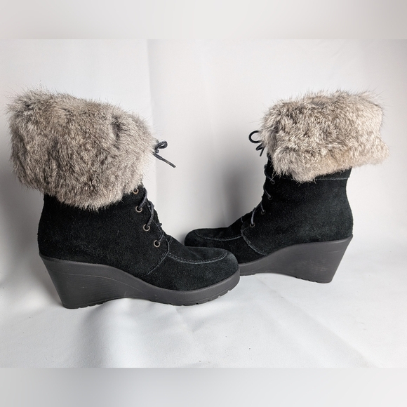 Suede And Real Fur Winter Boots Black And Gray Size 39 = 8-8.5 US Crampon System - Picture 8 of 12